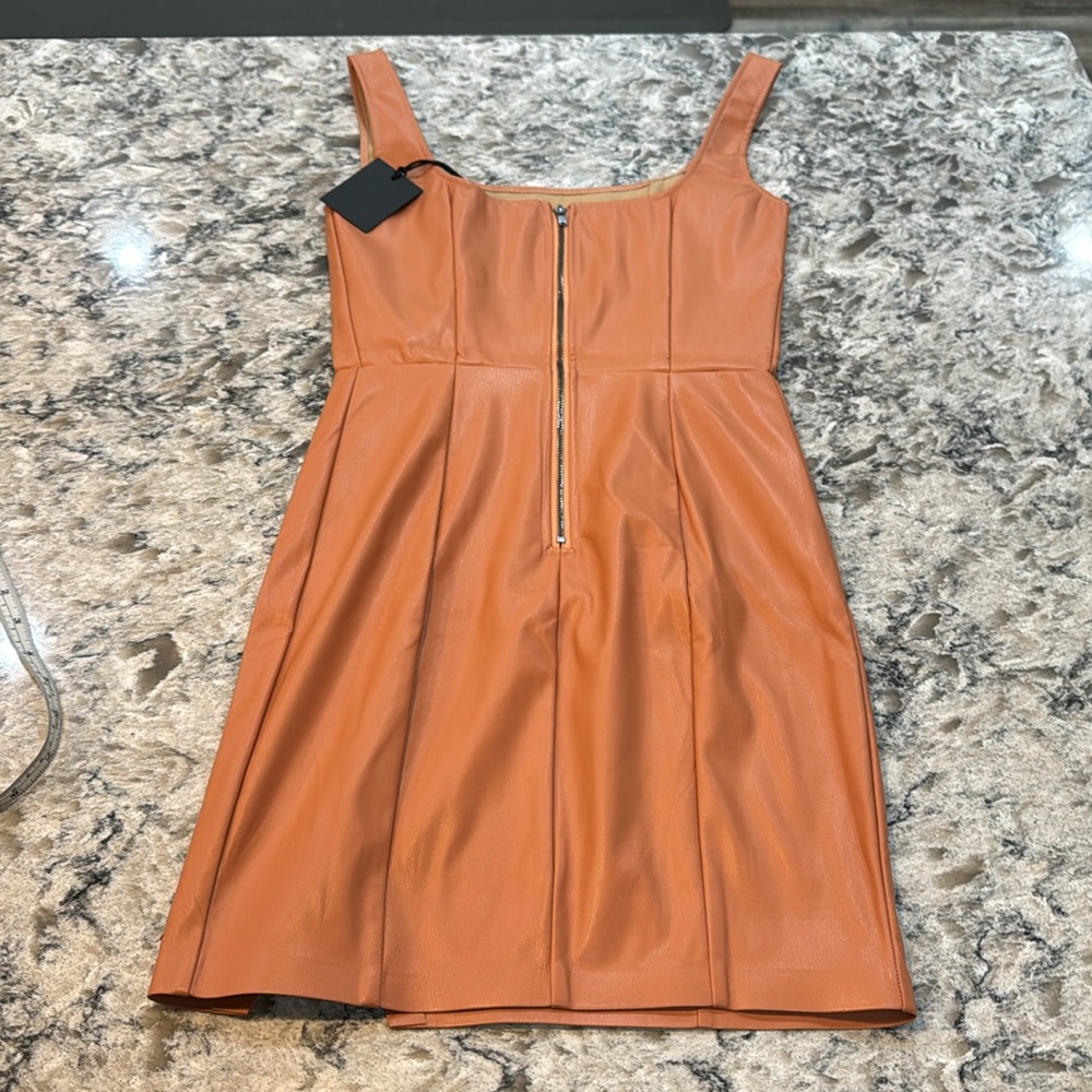 n:PHILANTHROPY Nuevo Vegan Leather Mini Dress Camel XS NWT - Picture 12 of 13